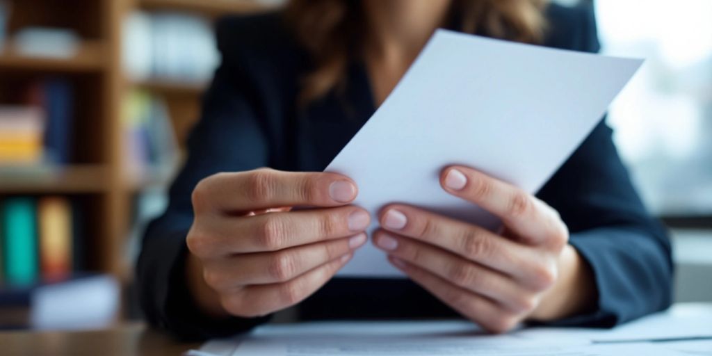 Solicitor examining legal documents in an office.